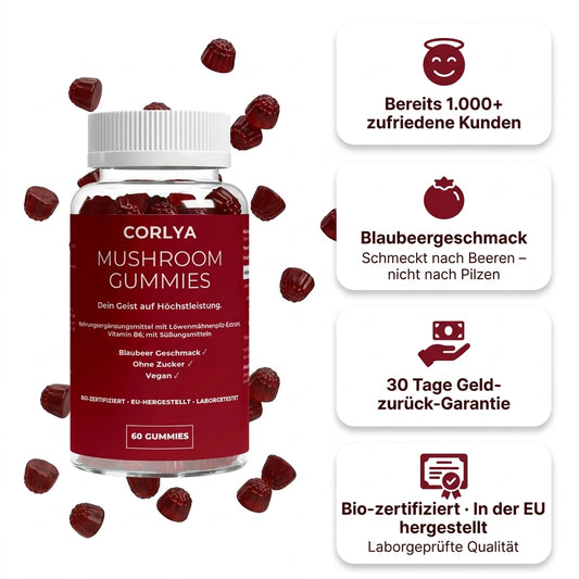 Löwenmähne + Vitamin B6 Gummies - 60 Stk.
