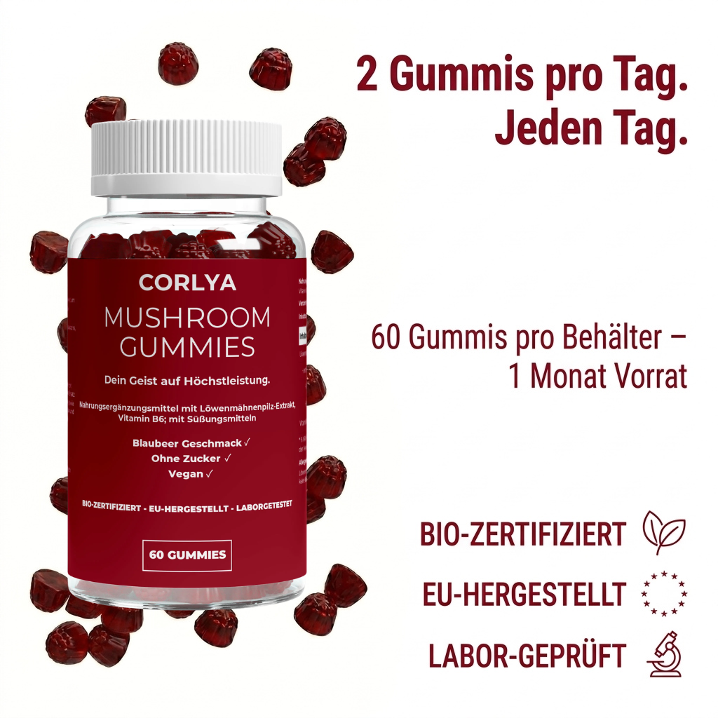 Löwenmähne + Vitamin B6 Gummies - 60 Stk.