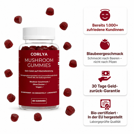 Löwenmähne + Vitamin B6 Gummies - 60 Stk.
